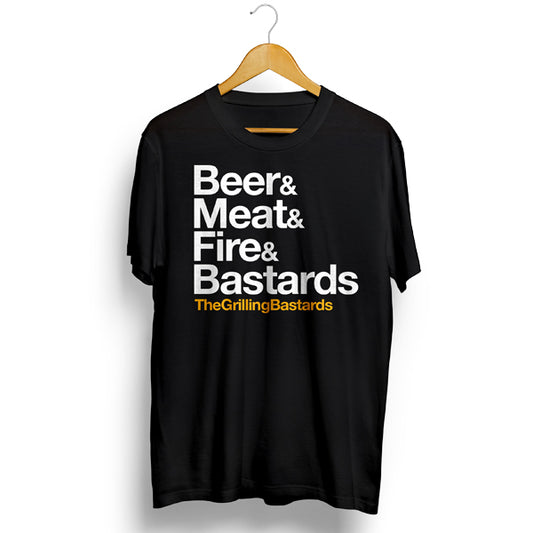 Playera Beer, Meat, Fire & Bastards